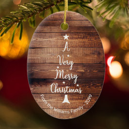 Mycket God jul träd på rustiskt trä Julgransprydnad Keramik