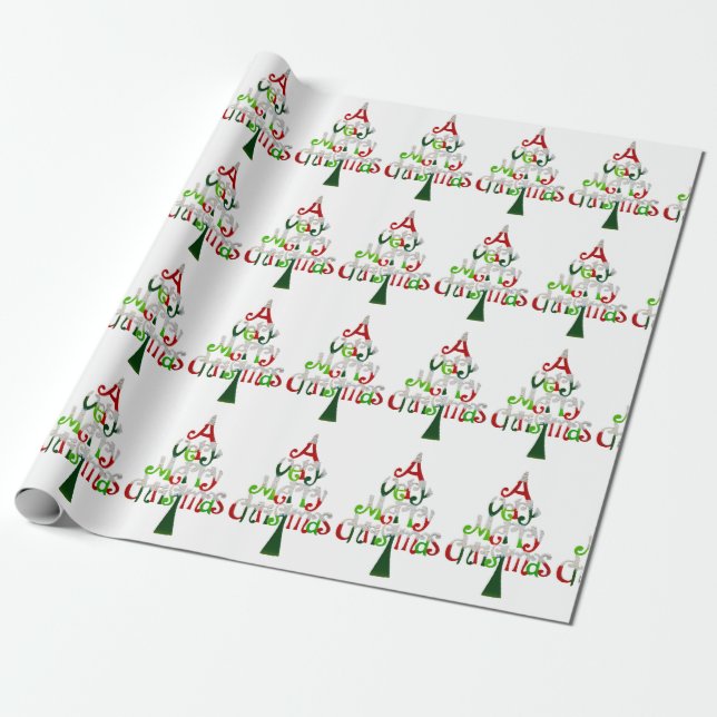 Mycket God jul Träd Presentpapper (Utrullad)