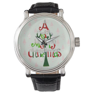 Mycket God jul, Vintage, läderband svart Armbandsur