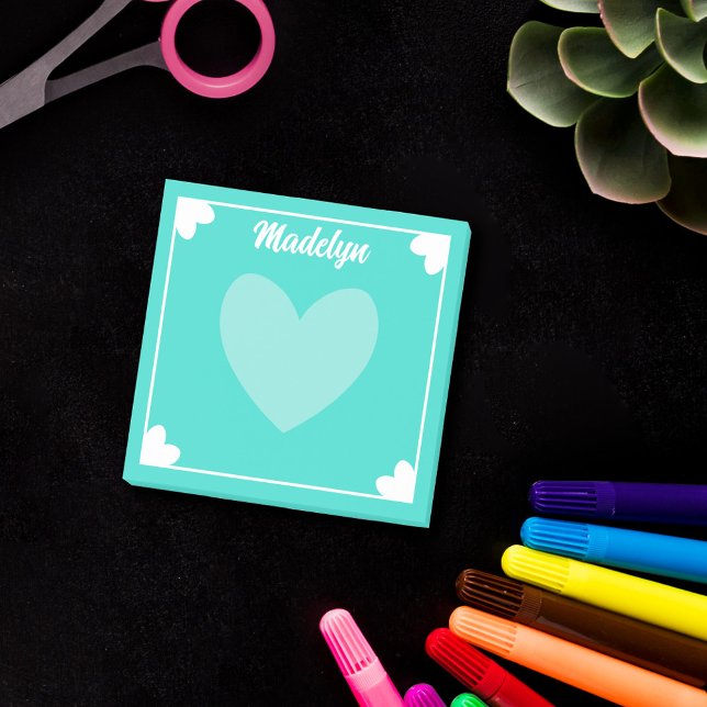 Mycket grå, ljusa turkos Vita höjer ditt namn Post-it Block (Skapare uppladdad)