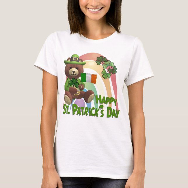 Mycket gullig irländsk björn med flaggadesignen #2 t shirt (Framsida)