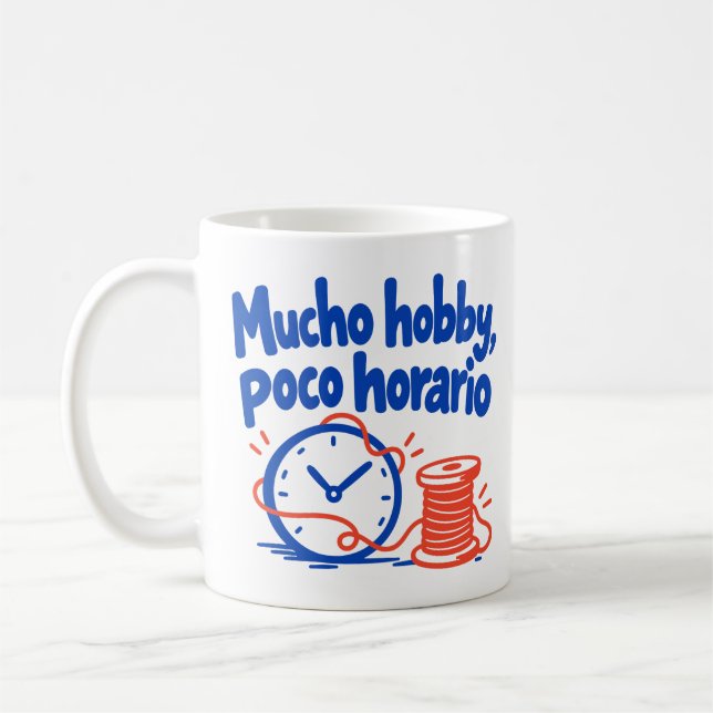 Mycket hobby, lite schema: klocka och trådspole kaffemugg (Vänster)