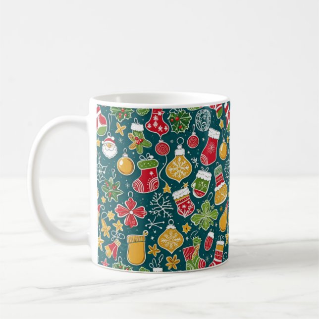 Mycket juldesign i mönster kaffemugg (Vänster)