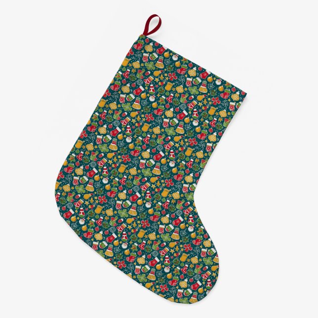 Mycket juldesign i mönster stor julstrumpa (Framsidan (Hängande))