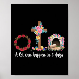 Mycket Kan Hända På 3 Dagar Blommig Kristi Påsk Poster