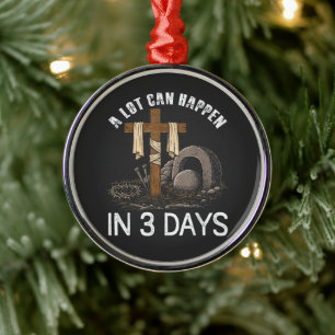Mycket kan hända på 3 dagar påsk religiös julgransprydnad metall