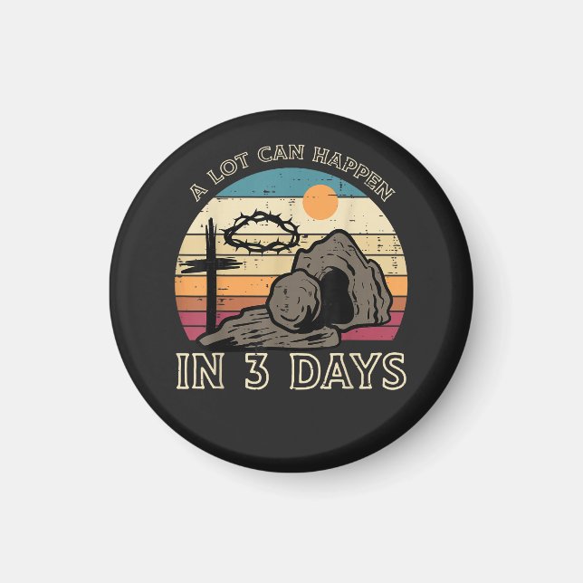 Mycket kan hända på 3 dagar Påsk Religiös Magnet (Framsidan)