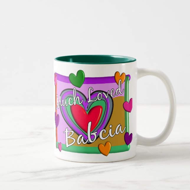 Mycket kärlek Babcia (den polska farmodern) Två-Tonad Mugg (Höger)