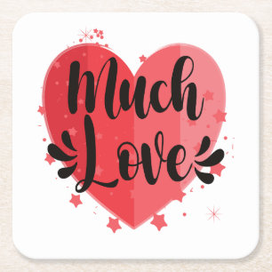 Mycket Kärlek, Big Heart Square Underlägg Papper Kvadrat
