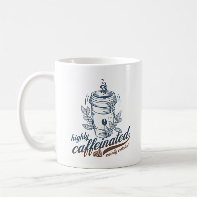 mycket koffeiniserat socialt isolerat, roligt kaff kaffemugg (Vänster)