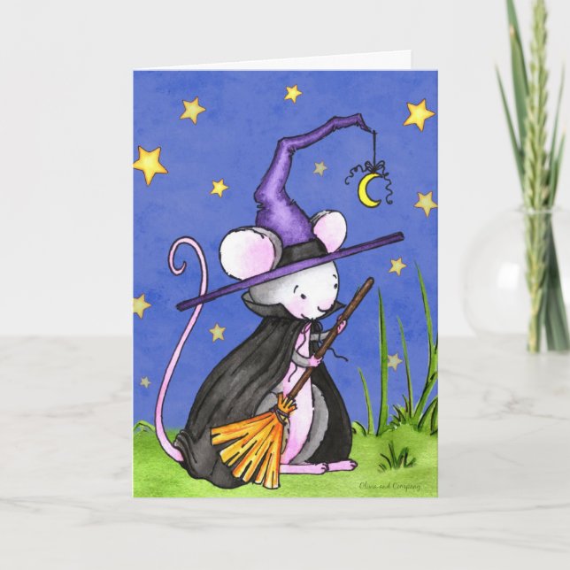 Mycket liten mushäxa Halloween Kort (Framsida)