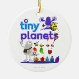 Mycket liten planetfamilj julgransprydnad keramik