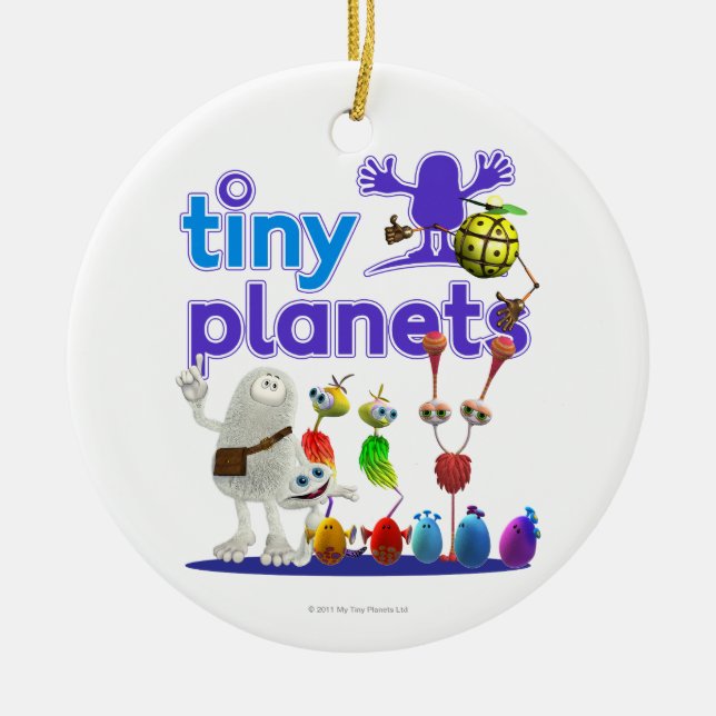 Mycket liten planetfamilj julgransprydnad keramik (Framsidan)
