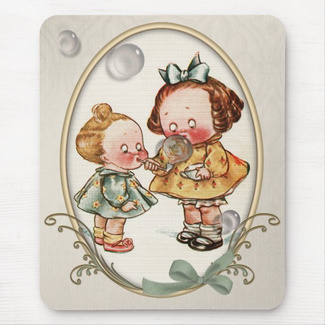 Mycket liten småbarnvintageillustration Mousepad Musmatta (Framsidan)
