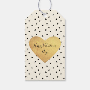 Mycket liten svart hjärtavalentin dag presentetikett