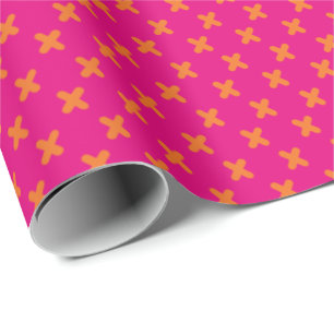 Mycket liten Xs orange på shock rosa Presentpapper