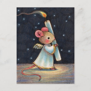 Mycket litet flamma - gullig konst för helg vykort
