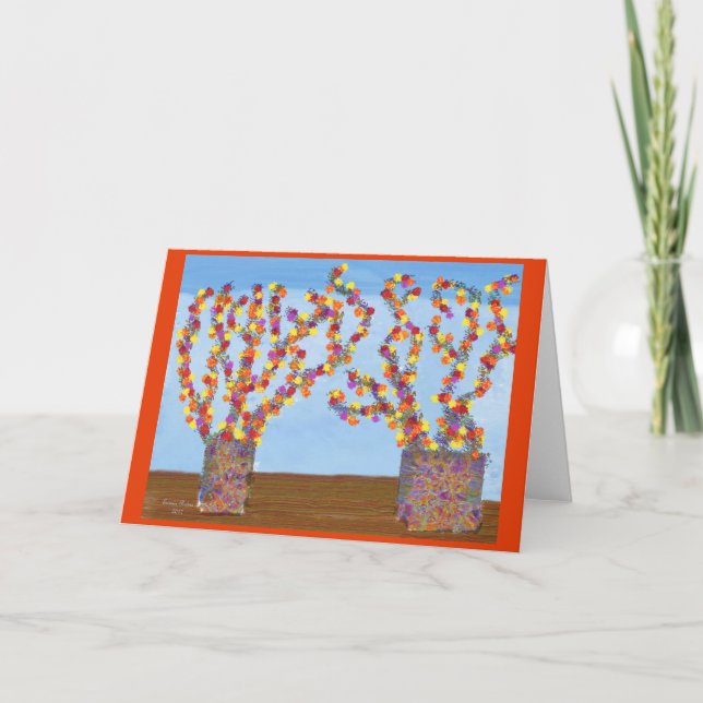 Mycket ljusa, glada blommor, hälsningskort kort (Framsida)