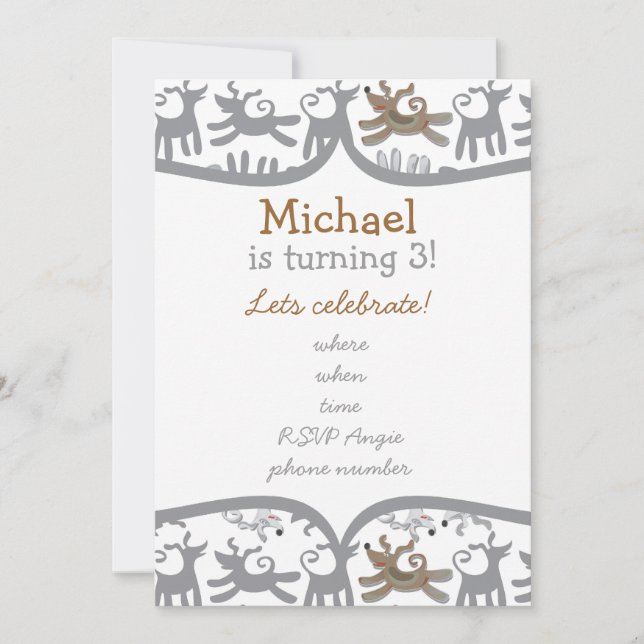 mycket lycklig hundar med ram inbjudningar (Framsida)