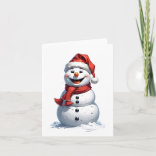 mycket lycklig snögubbe med julhatt tack kort