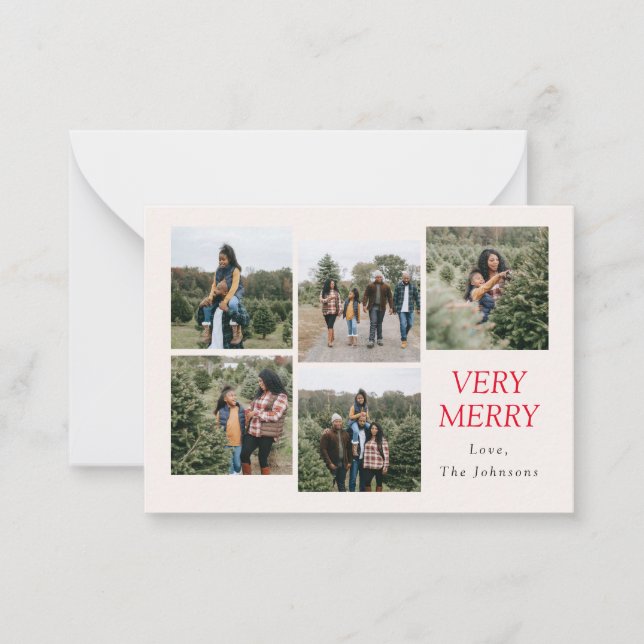 Mycket merry 5 Photo Collage Anteckningskort (Framsida)