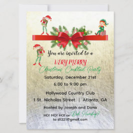Mycket merry Elves Party Helgdag bjudande 6,5 x 8 Julkort