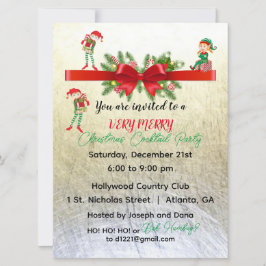 Mycket merry Elves Party Helgdag bjudande 6,5 x 8 Julkort