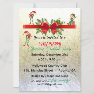 Mycket merry Elves Party Helgdag bjudande 6,5 x 8 Julkort