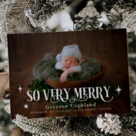 Mycket merry Helgdag Photo Birth Notice Meddelande