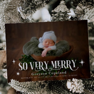 Mycket merry Helgdag Photo Birth Notice Meddelande