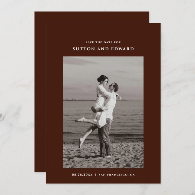 Mycket minimal enkel foto spara datumet (Fram/baksida)