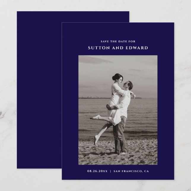 Mycket minimalistisk enkel foto spara datumet (Fram/baksida)