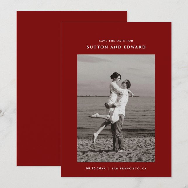 Mycket minimalistisk enkel foto spara datumet (Fram/baksida)