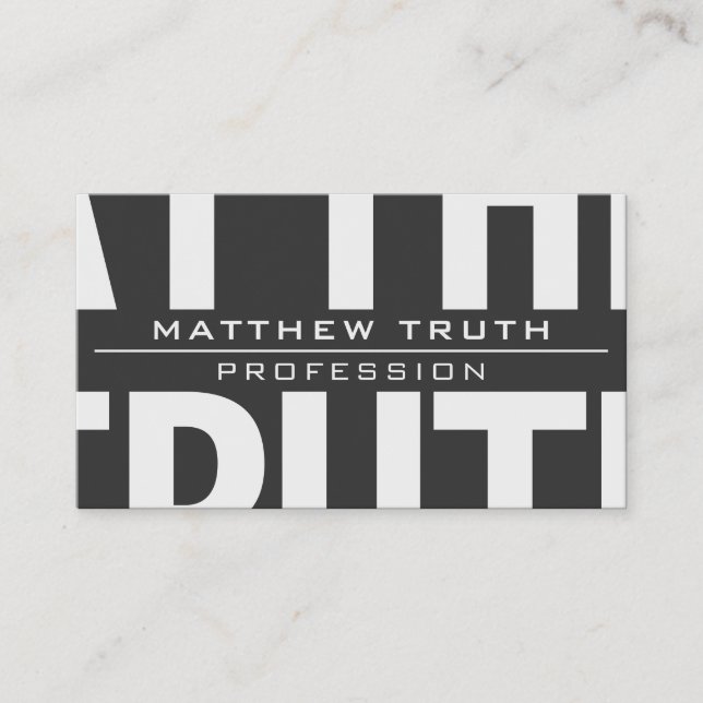 Mycket modern, fet Mörk Grått-vit text Visitkort (Framsida)