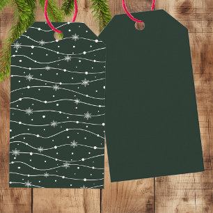 Mycket Mörk Forest Grönt Elegant Snowflake Gift Mä Presentetikett