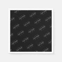 Mycket Mörk Grått och svart Monogram Namn Mönster Pappersservett
