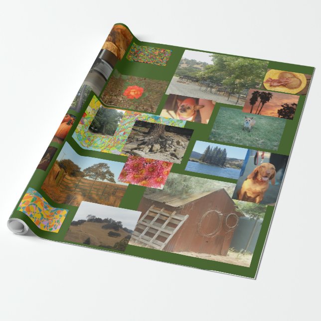 Mycket nära saker-kollage med träd,hundar,natur presentpapper (Utrullad)