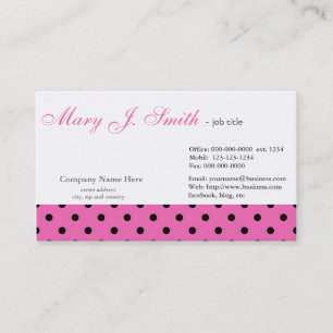 Mycket nyttigt rosa polka dots grafik visitkort