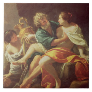 Mycket och hans döttrar, c.1630 (olja på kanfas) kakelplatta