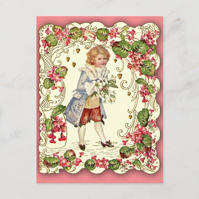Mycket ornerat Victorian Valentine Card Helg Vykort (Framsida)