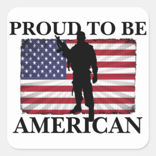 Mycket patriotisk Stolt över att vara amerikan Ame Fyrkantigt Klistermärke