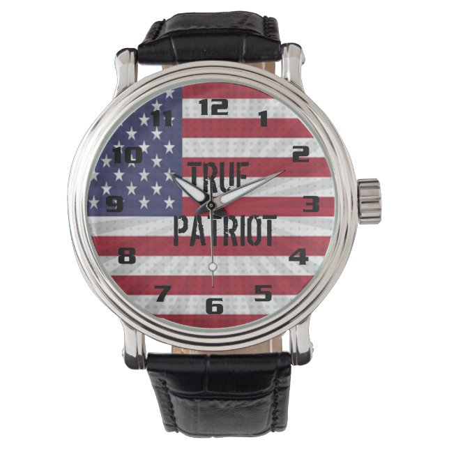 Mycket patriotiskt True Patriot American Flagga Armbandsur (Framsida)