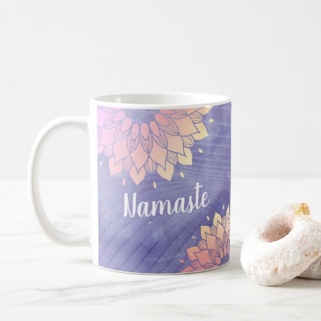 Mycket Peri Lila Yoga Instructor Ro Guld Mandala Kaffemugg (Med munk)