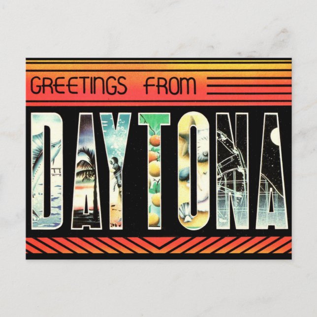 Mycket Retro Daytona Beach Florida Vykort (Framsida)