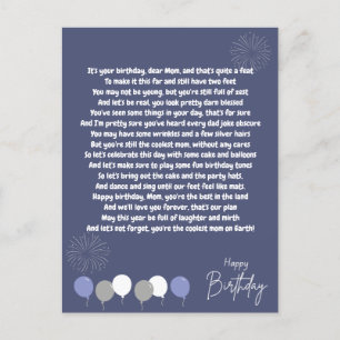 Mycket rolig födelsedagsdikt till mamma vykort