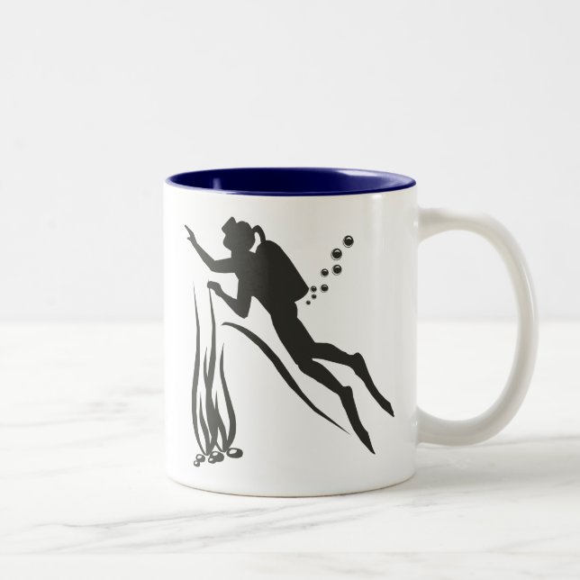 Mycket rolig SCUBAdykare Två-Tonad Mugg (Höger)