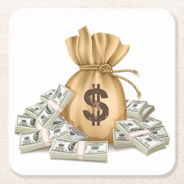 Mycket Roligt Bag & staplar av Pengarar Underlägg  (Framsidan)