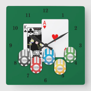 Mycket Roligt BlackJack Casino Wall Clock Fyrkantig Klocka