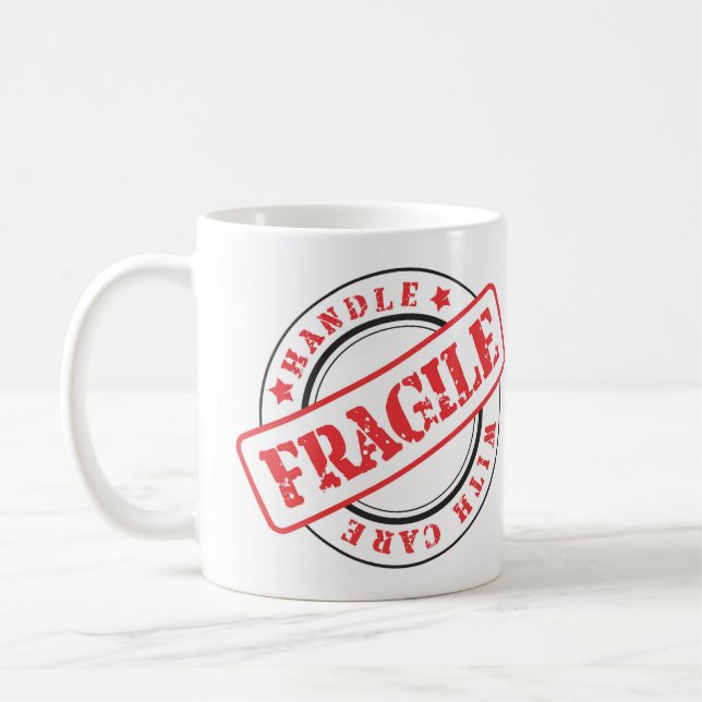 Mycket Roligt, FRAGILE-hantering med vårdkaffe Mug Kaffemugg (Vänster)