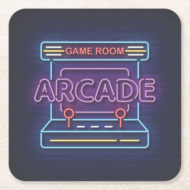 Mycket Roligt Klassiskt spelrum för Arcade-spel me Underlägg Papper Kvadrat (Framsidan)